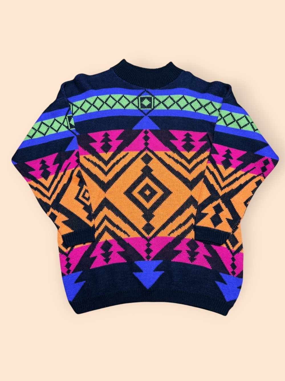 Vintage 1980s Liberty Knits Colorful Sweater Men’s Medium Vtg 80s